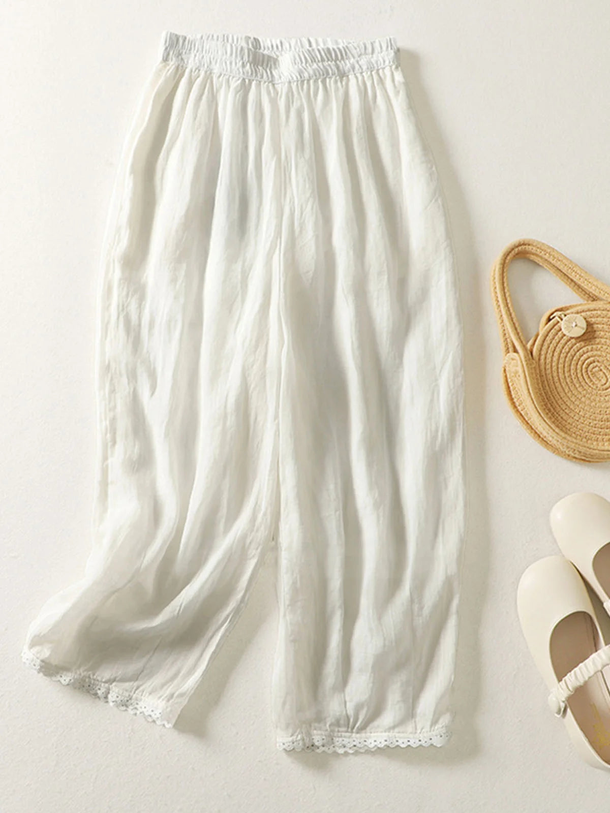 Damen Hose mit weitem Bein und elastischem Bund