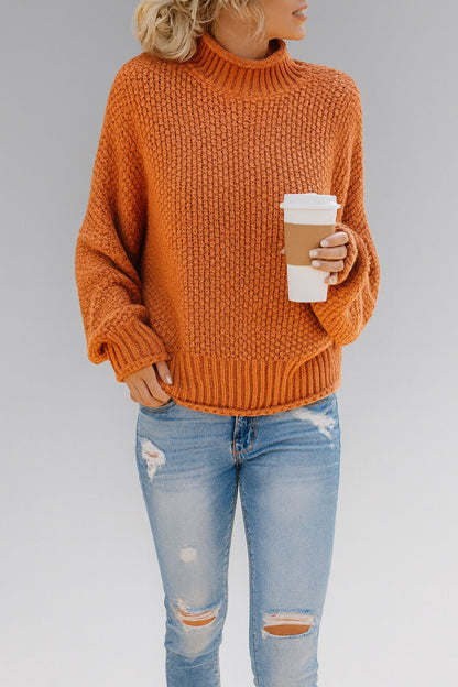 Langer Damen Strick Pullover mit Rollkragen – Winter