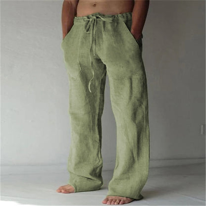 Herrenhose mit elastischem Bund, Kordelzug und geradem Schnitt aus strukturiertem Gewebe