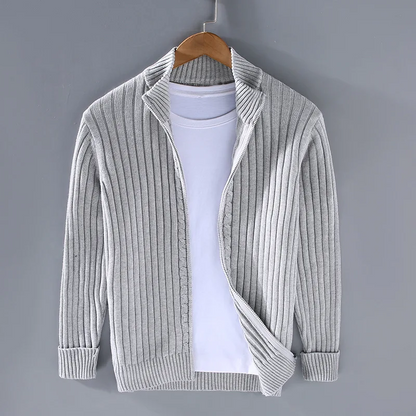 Elegante Herren-Strickjacke im Ripp-Design – Zeitlos, Weich & Bequem