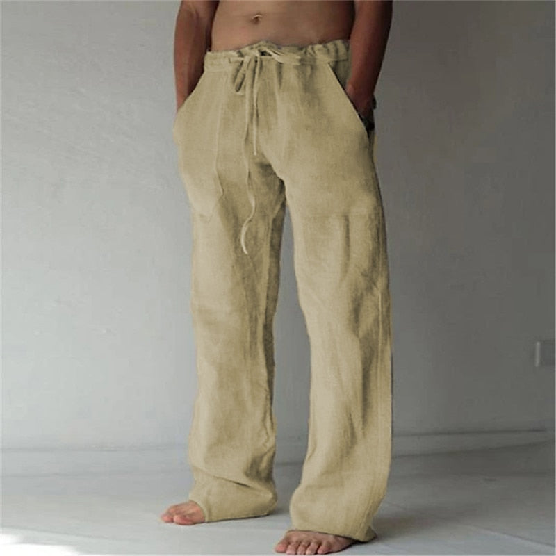 Herrenhose mit elastischem Bund, Kordelzug und geradem Schnitt aus strukturiertem Gewebe