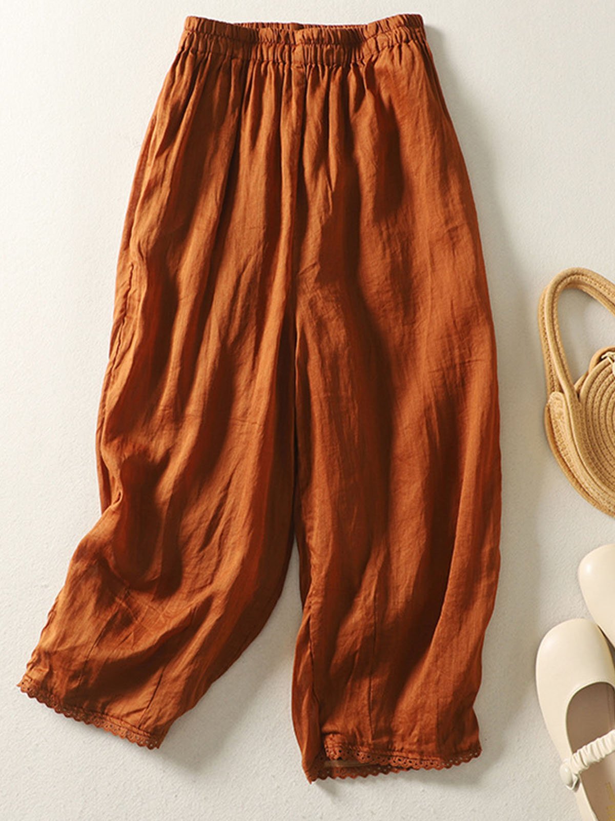 Damen Hose mit weitem Bein und elastischem Bund