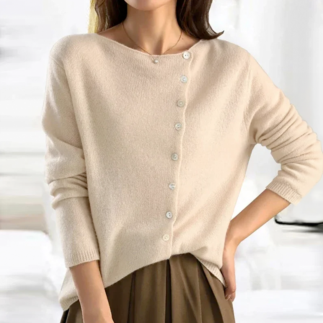 Damen Strickjacke mit V-Ausschnitt und Knopfleiste