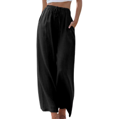 Damenhose mit weitem Bein und elastischem Bund