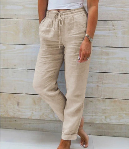 Locker geschnittene Hose mit Kordelzug und Taschen