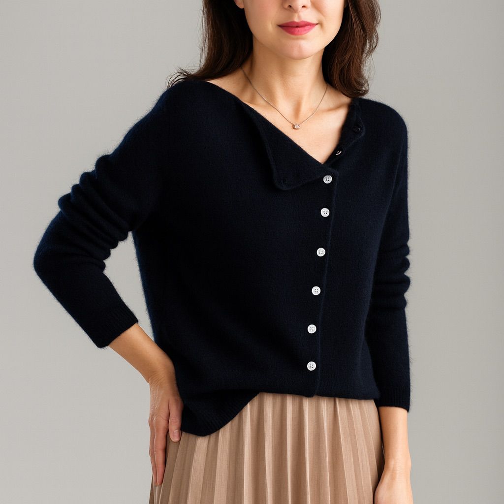 Damen Strick Pullover mit Knopfleiste – Elegant & Weich