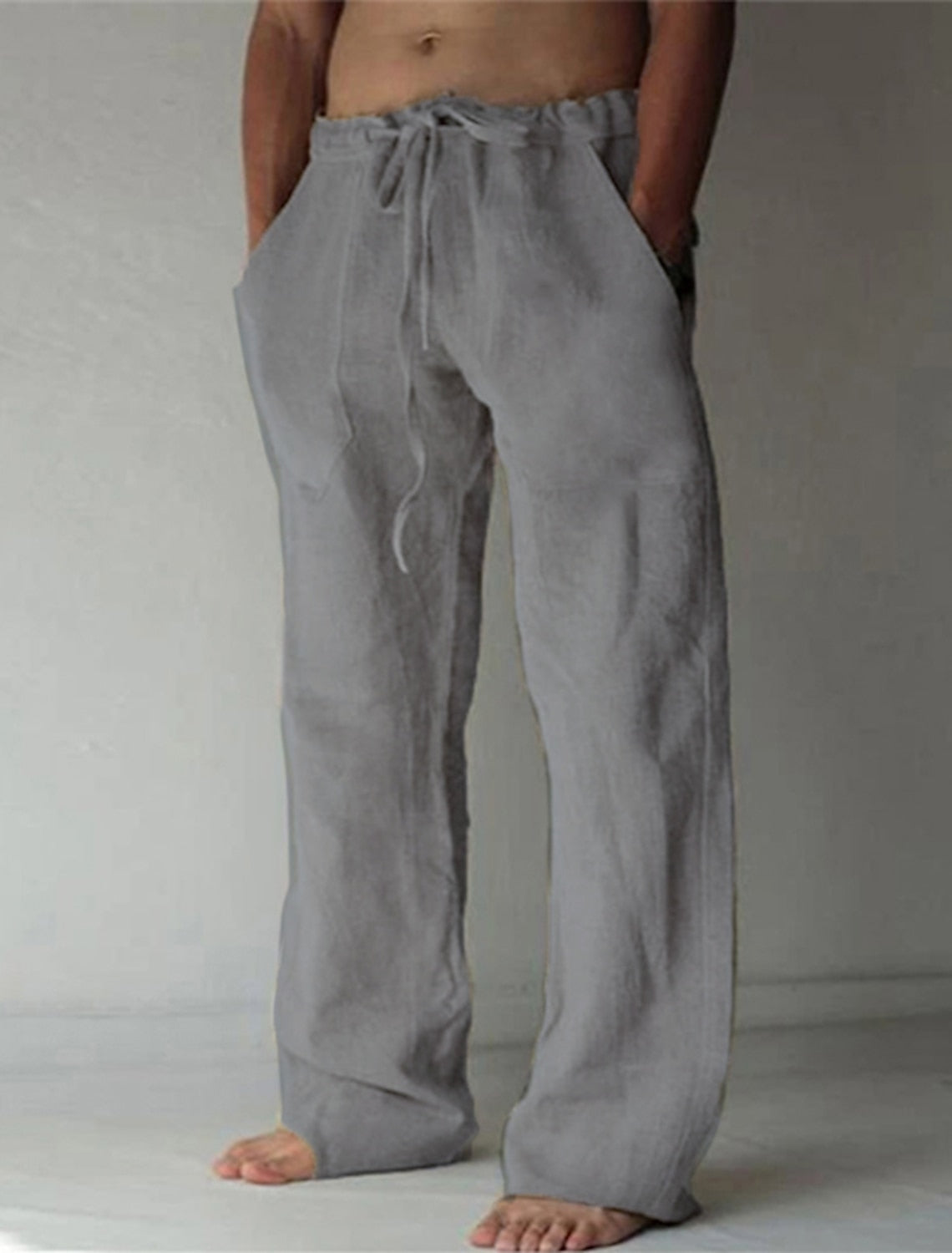 Herrenhose mit elastischem Bund, Kordelzug und geradem Schnitt aus strukturiertem Gewebe