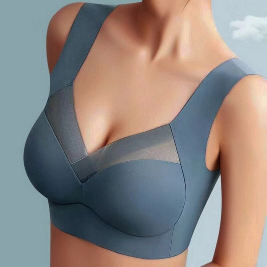 Damen-BH ohne Bügel mit breiten Trägern und transparenten Einsätzen