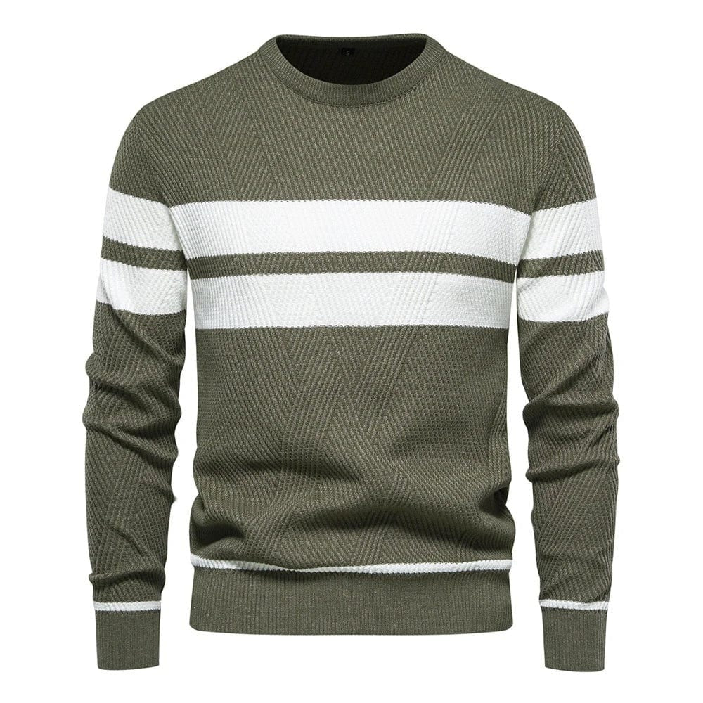 Herrenpullover mit Rundhalsausschnitt & Streifen