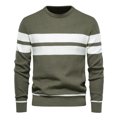 Herrenpullover mit Rundhalsausschnitt & Streifen
