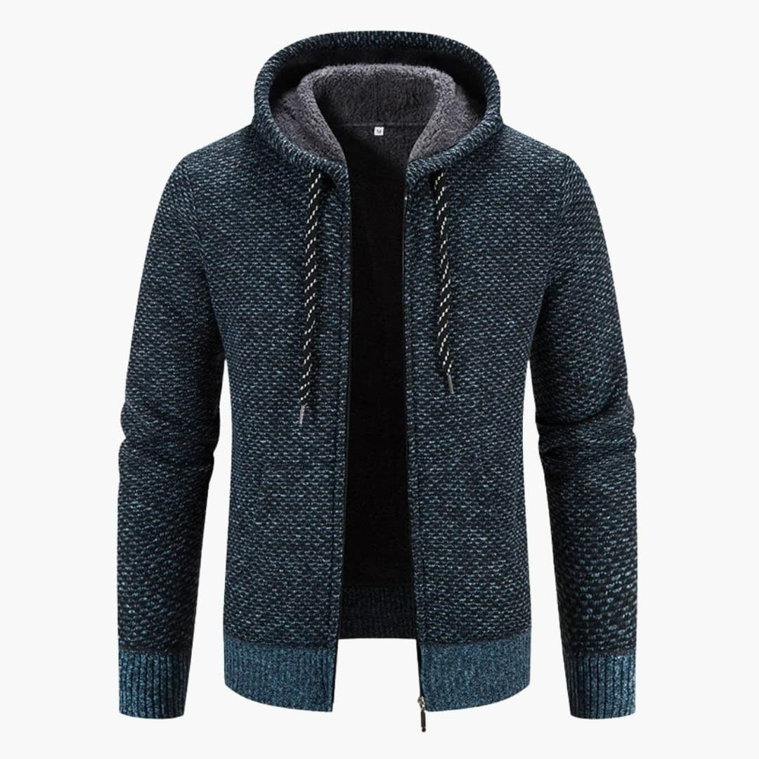 Herren-Strickjacke mit Kapuze und Innenfutter