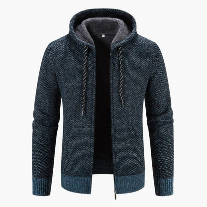 Herren-Strickjacke mit Kapuze und Innenfutter
