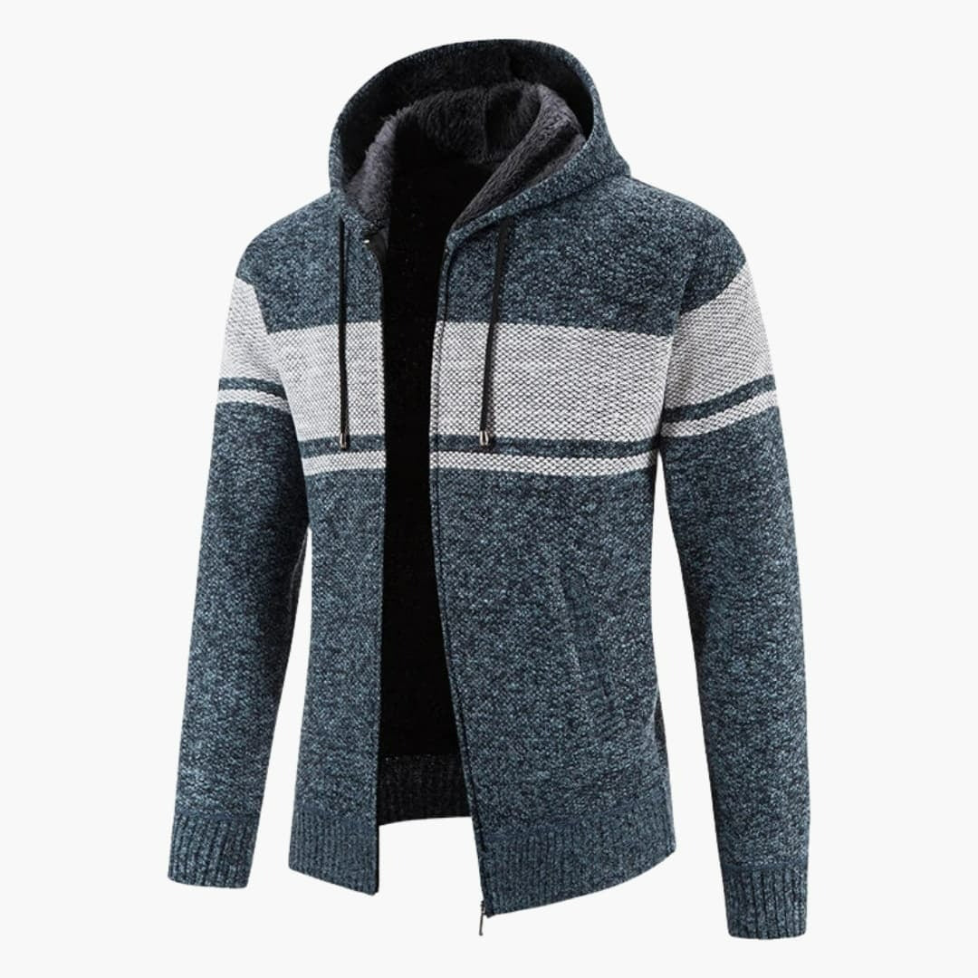Herren-Strickjacke mit Kapuze und Innenfutter