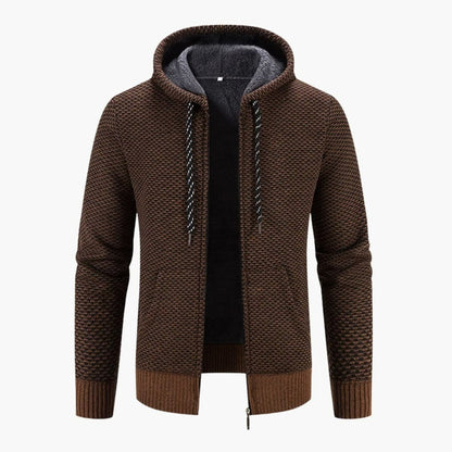 Herren-Strickjacke mit Kapuze und Innenfutter