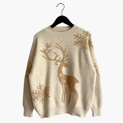 Damen-Strickpullover mit Motiv und Rundhalsausschnitt