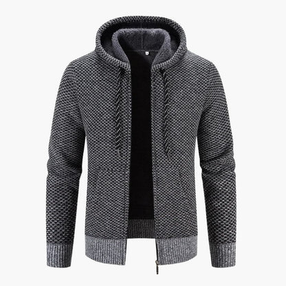 Herren-Strickjacke mit Kapuze und Innenfutter