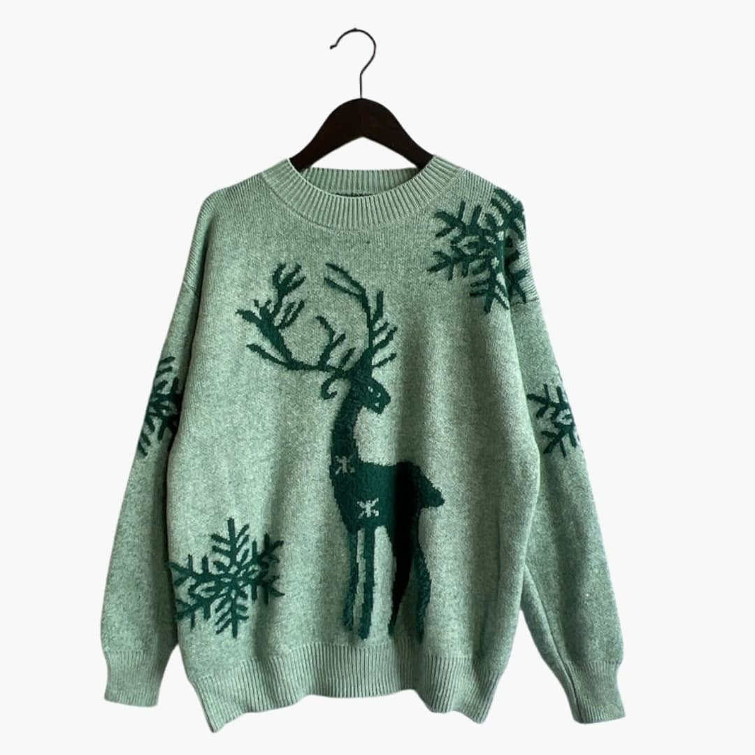 Damen-Strickpullover mit Motiv und Rundhalsausschnitt