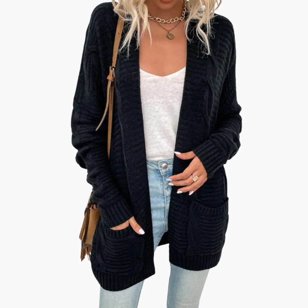 Damen-Strickjacke mit Taschen und offenem Schnitt