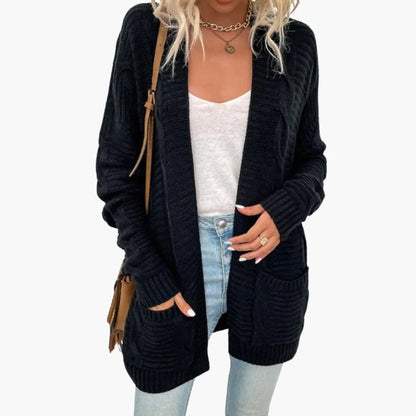 Damen-Strickjacke mit Taschen und offenem Schnitt
