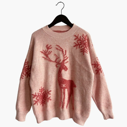 Damen-Strickpullover mit Motiv und Rundhalsausschnitt