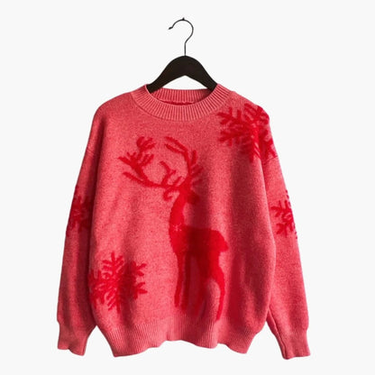 Damen-Strickpullover mit Motiv und Rundhalsausschnitt