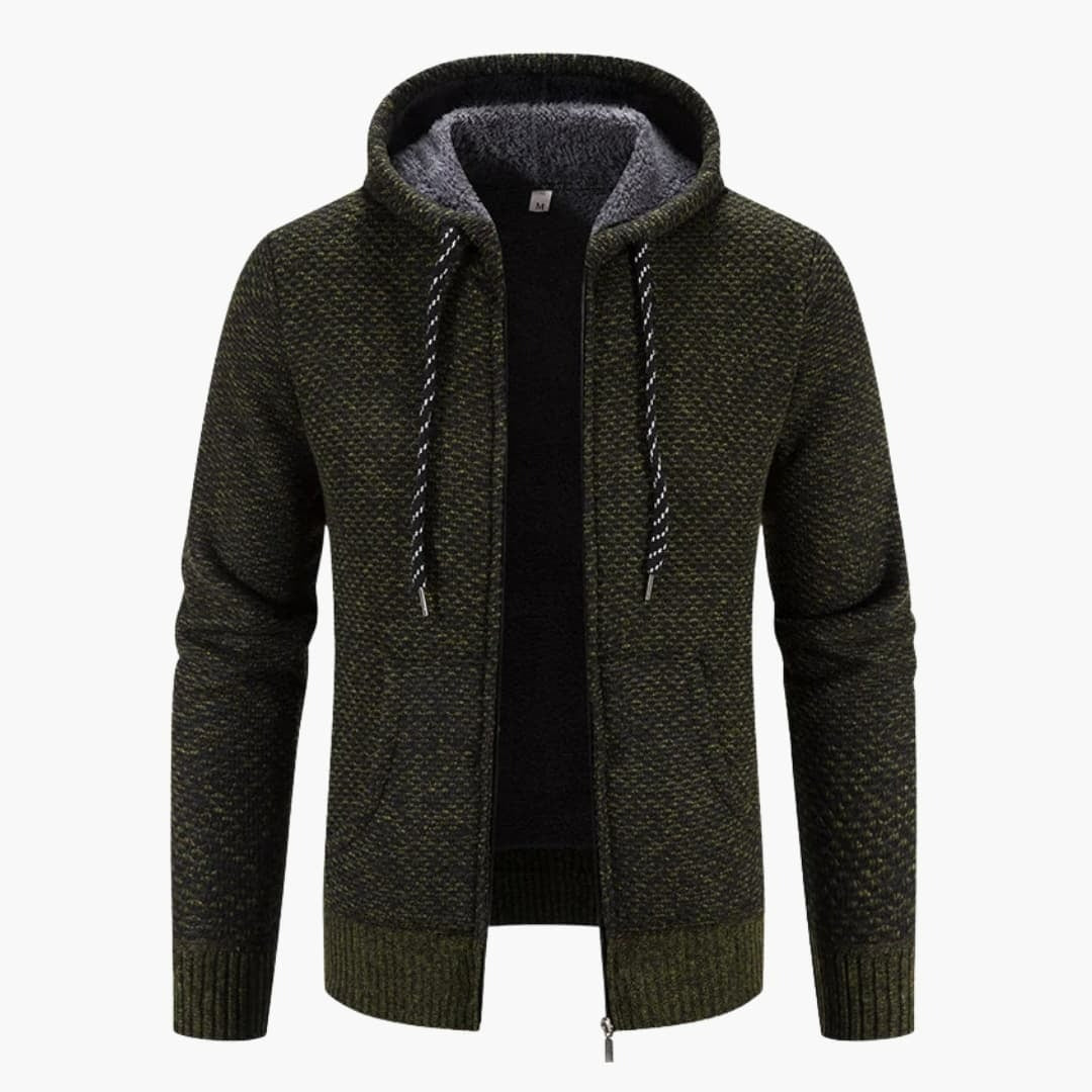 Herren-Strickjacke mit Kapuze und Innenfutter