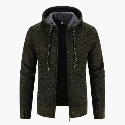 Herren-Strickjacke mit Kapuze und Innenfutter
