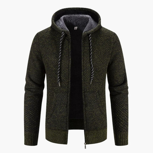 Herren-Strickjacke mit Kapuze und Innenfutter