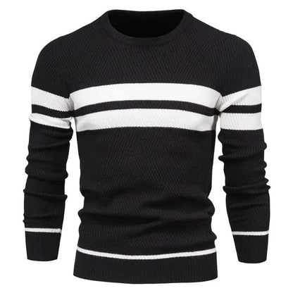 Herrenpullover mit Rundhalsausschnitt & Streifen