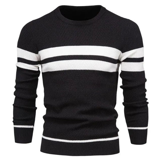 Herrenpullover mit Rundhalsausschnitt & Streifen