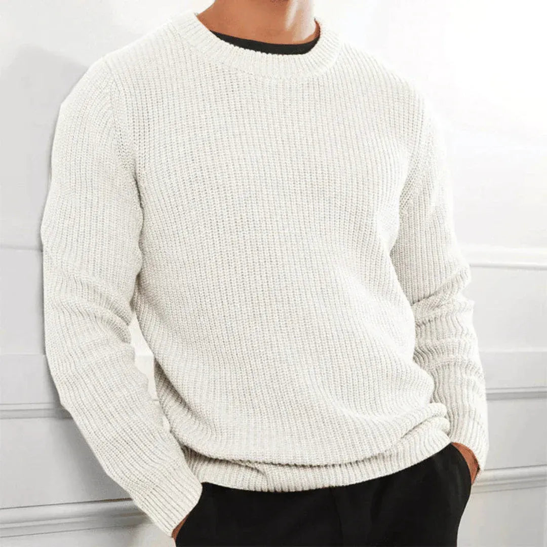 Herren Rundhalspullover mit Strickmuster