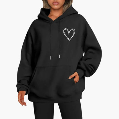 Damen-Hoodie mit Herz-Print und lockerer Passform