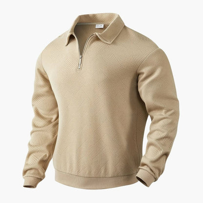 Herren-Strickpullover mit Reißverschlusskragen und Strukturmuster