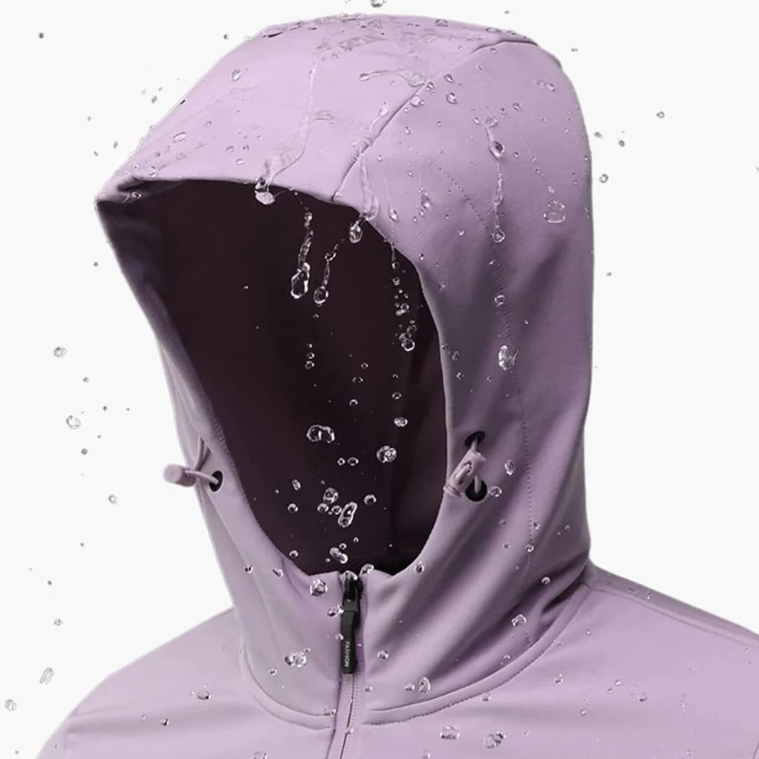 Damenjacke mit Kapuze und wetterbeständiger Oberfläche