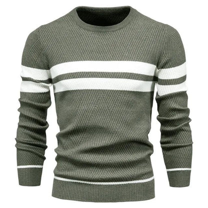 Herrenpullover mit Rundhalsausschnitt & Streifen