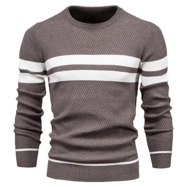Herrenpullover mit Rundhalsausschnitt & Streifen