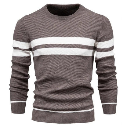 Herrenpullover mit Rundhalsausschnitt & Streifen