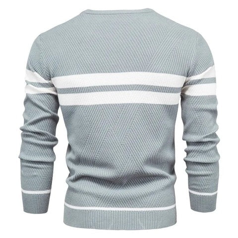 Herrenpullover mit Rundhalsausschnitt & Streifen