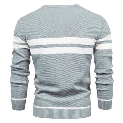 Herrenpullover mit Rundhalsausschnitt & Streifen
