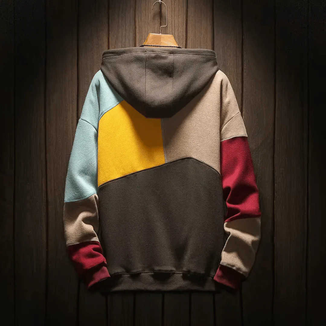Hoodie mit Patchwork-Design und Kängurutasche