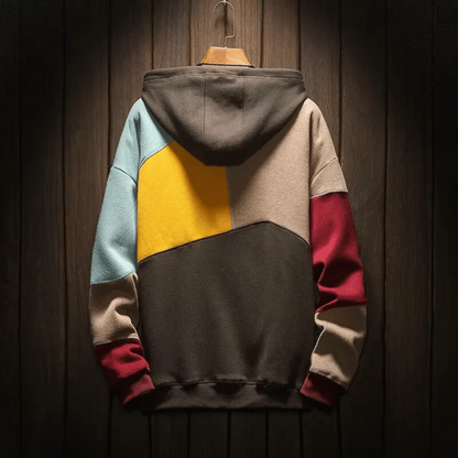 Hoodie mit Patchwork-Design und Kängurutasche