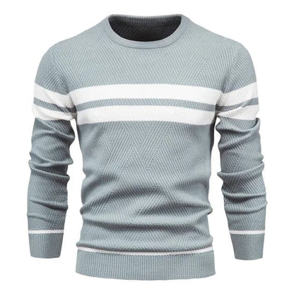 Herrenpullover mit Rundhalsausschnitt & Streifen