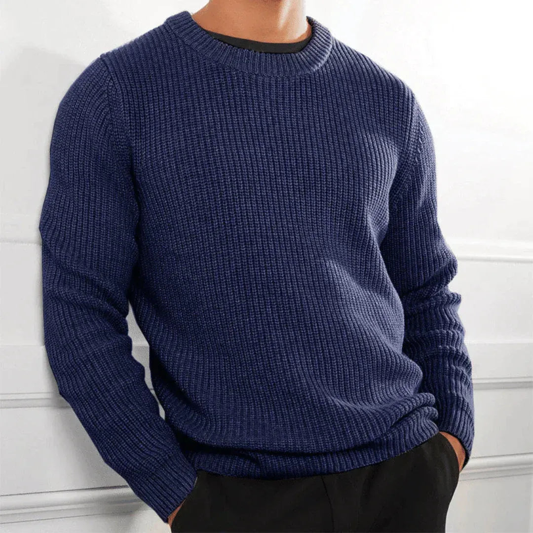 Herren Rundhalspullover mit Strickmuster
