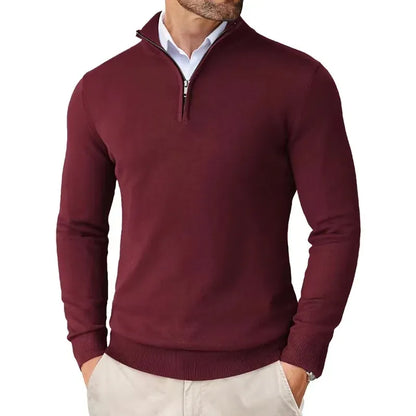 Herren-Feinstrickpullover mit Reißverschlusskragen