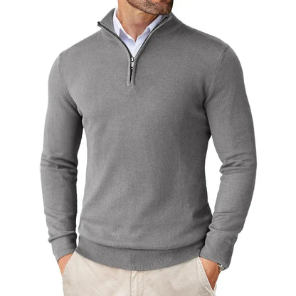 Herren-Feinstrickpullover mit Reißverschlusskragen
