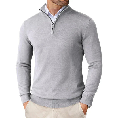Herren-Feinstrickpullover mit Reißverschlusskragen