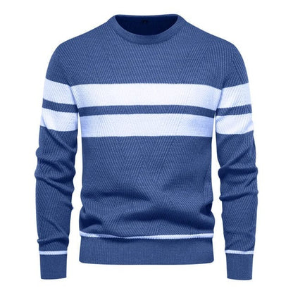 Herrenpullover mit Rundhalsausschnitt & Streifen
