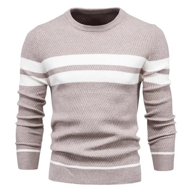 Herrenpullover mit Rundhalsausschnitt & Streifen