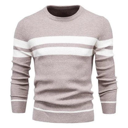 Herrenpullover mit Rundhalsausschnitt & Streifen