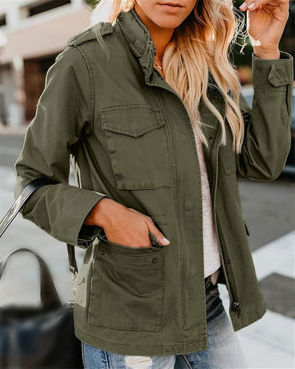 Damen kurze Jacke mit Zipper | Moderne Übergangsjacke